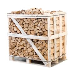 Halbe Palette kammergetrocknetes gespalten Birke Brennholz 25cm