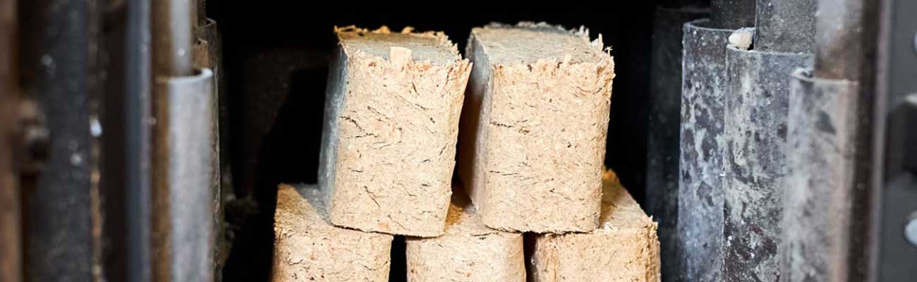 Holzbriketts brennen im Kaminofen